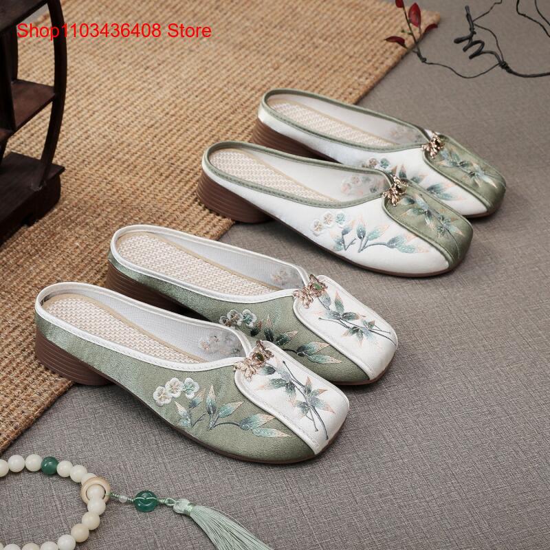 Ethnic Fashion - 새로운 자수 슬리퍼, 여성용 홈 플랫