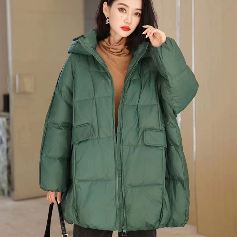 Ethnic Fashion Boutique - 여성용 따뜻한 화이트 덕 다운 후드