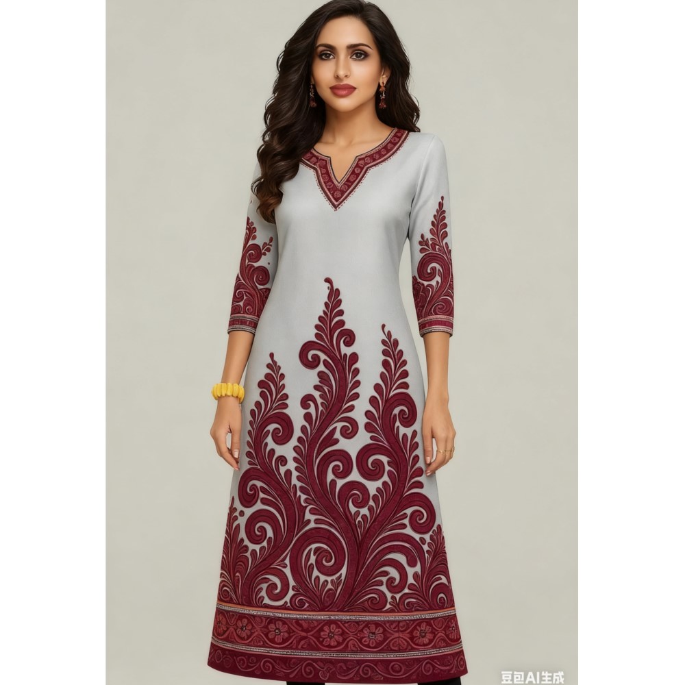 Ethnic Fashion Kurtis - 무슬림 쿠르트 플라워 여성 패션 편안한