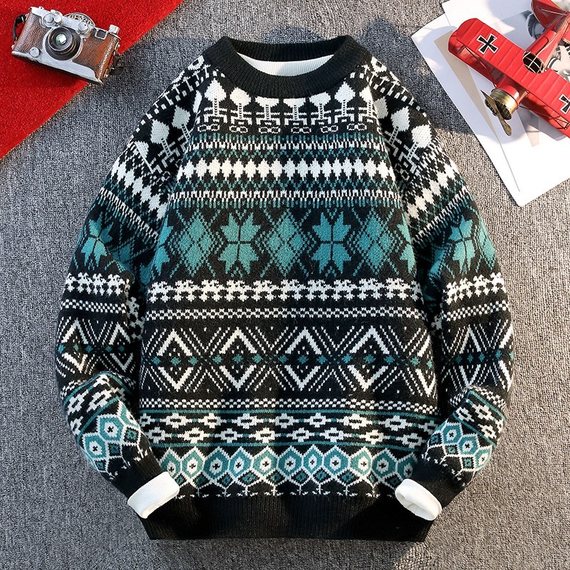 남성용 가을 겨울 풀오버 라운드 넥 긴팔 캐주얼 민족  - Ethnic Fashion Men 리뷰 및 가격