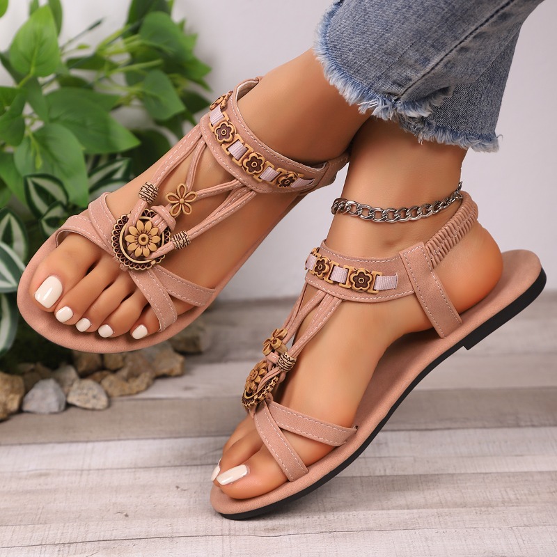 빈티지 에스닉 바람 부드러운 단독 샌들 여성 Boho  - Ethnic Fashion 리뷰 및 가격