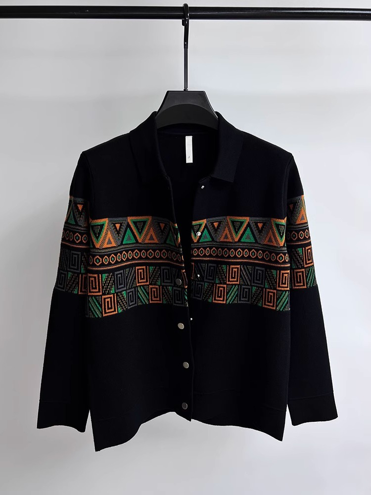 세련된 남성용 니트 가디건 칼라 스웨터 블랙 에스닉 테 - Urban Ethnic Fashion 리뷰 및 가격