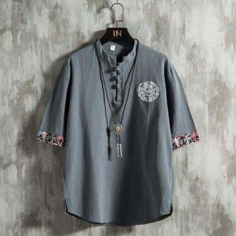린넨 반팔 티셔츠 남성 여름 반팔 스타일 플러스 사이즈 - Urban Ethnic Fashion 리뷰 및 가격