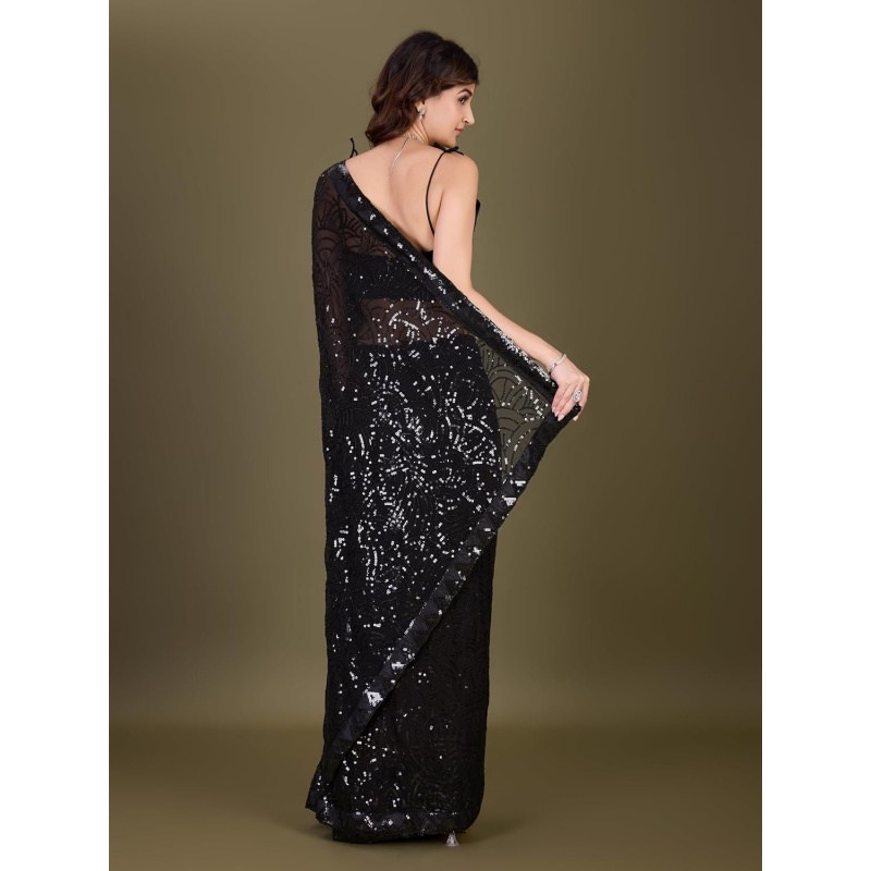 여성용 조젯 시퀸스 자수 사리와 언스티치 블라우스 피스 - Saree Georgette Women 리뷰 및 가격