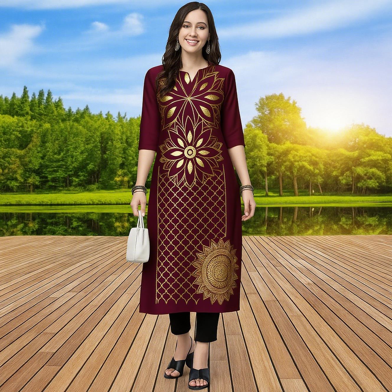 무슬림 쿠르타 여성 패셔너블하고 편안한 쿠르트 드레스  - Ethnic Fashion Kurtis 리뷰 및 가격