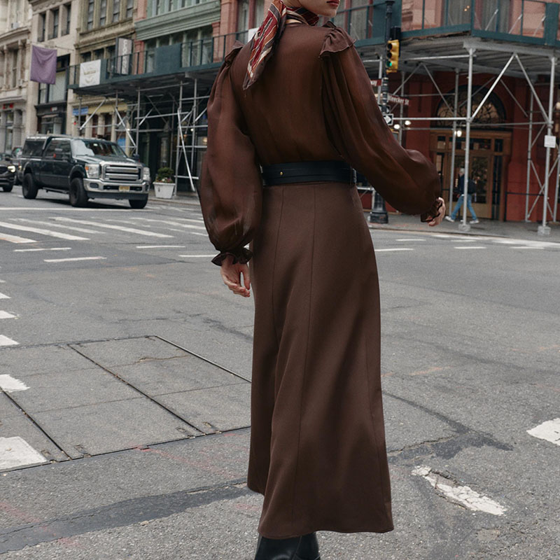 우아한 V넥 롱 슬리브 미디 드레스, 새로운 가을 여성 - Ethnic Fashion Wear For Women 리뷰 및 가격