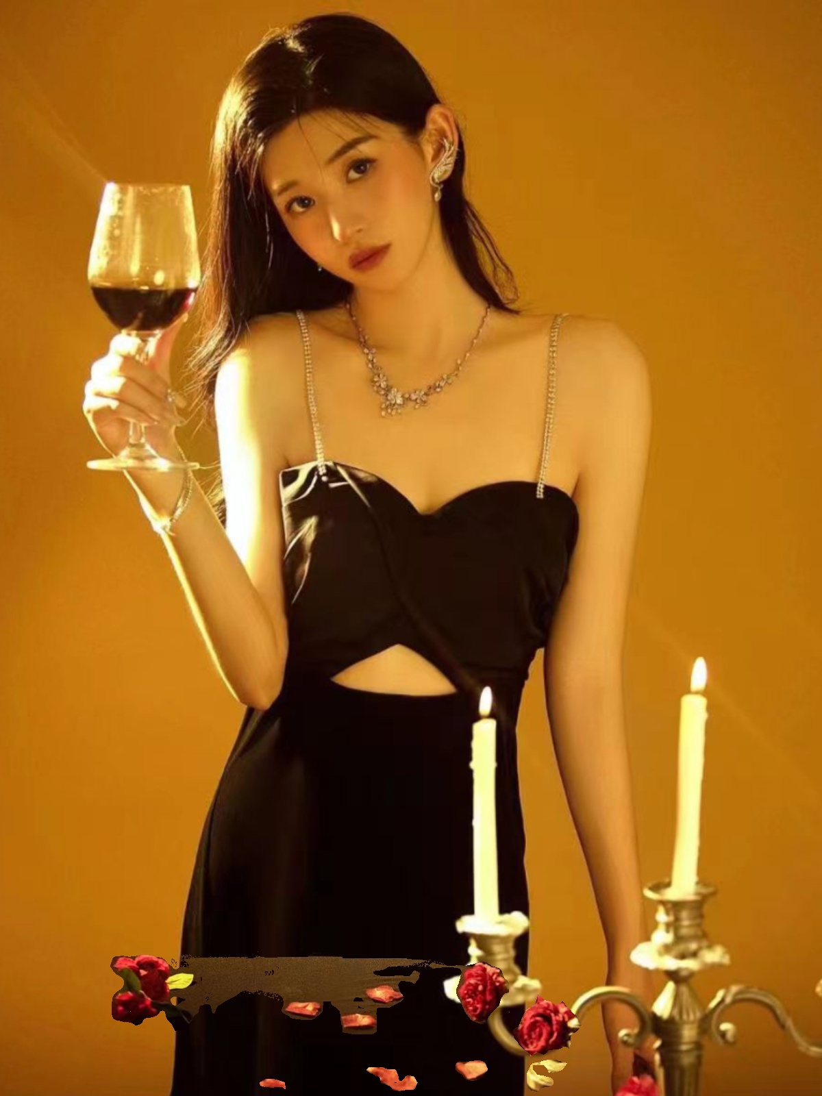 섹시한 백리스 스트랩 드레스 사진 스튜디오 테마 여성  - Ethnic Fashion Studio 리뷰 및 가격