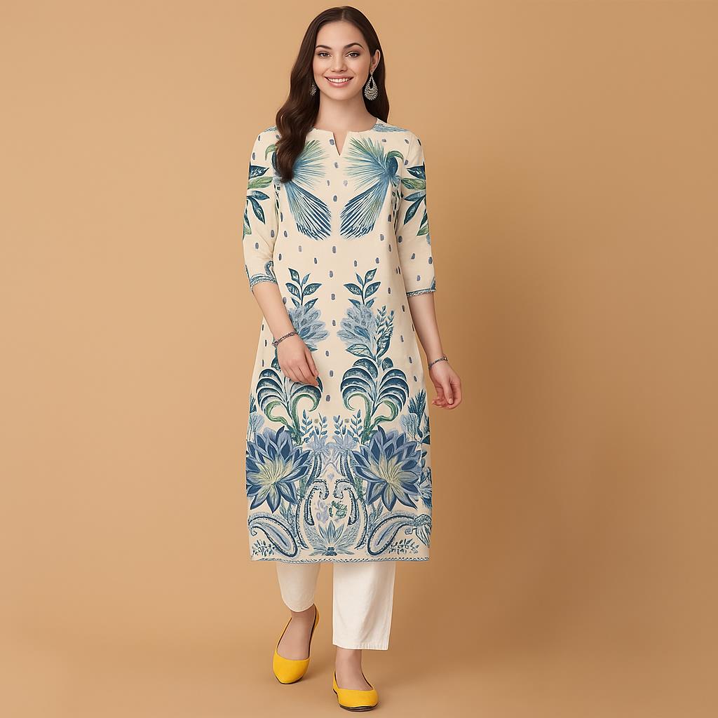 무슬림 플라워스 커트 크리스마스 여성 캐주얼 패션 편안 - Ethnic Fashion Kurtis 리뷰 및 가격