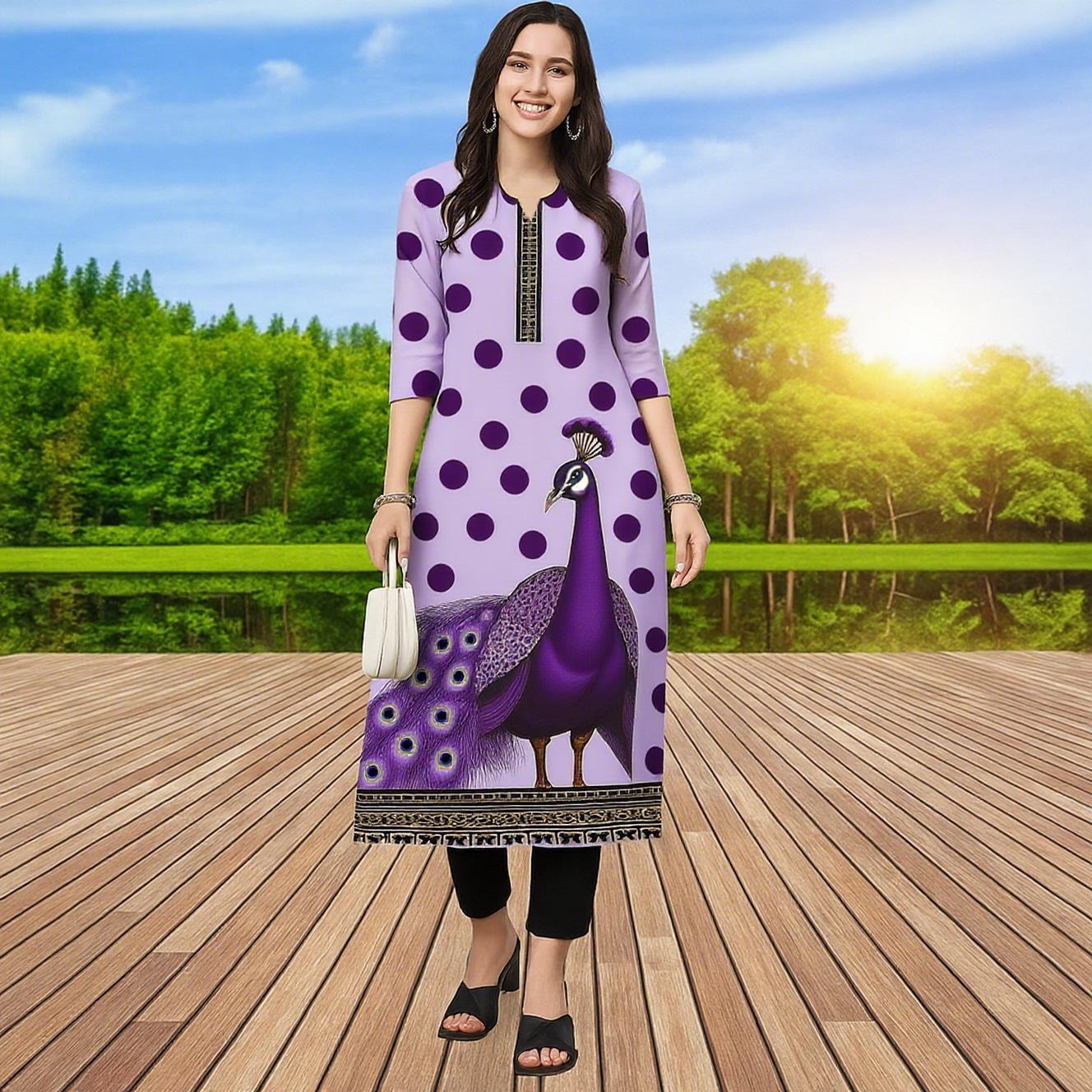 무슬림 쿠르트 여성 캐주얼 패션 드레스 공작새 스트레이 - Ethnic Fashion Kurtis 리뷰 및 가격